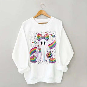 Preppy Ghost Coquette Leopard Girly Sweatshirt