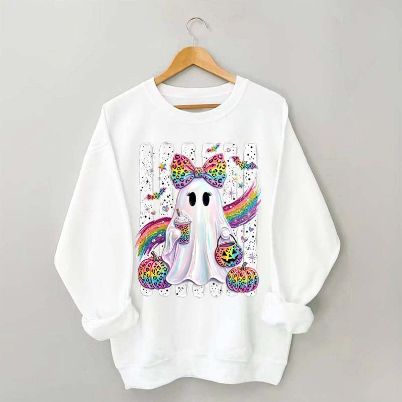 Preppy Ghost Coquette Leopard Girly Sweatshirt