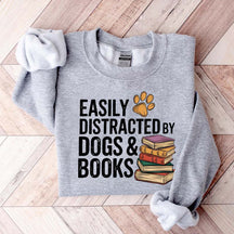 Retro Easily Distracted by Dogs and Books Sweatshirt
