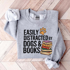 Retro Easily Distracted by Dogs and Books Sweatshirt