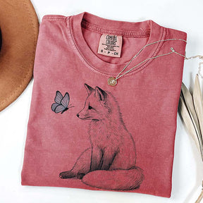 Comfort Colors Fox and Butterfly Graphic T-Shirt