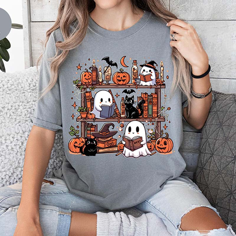 Comfort Colors Ghost Reading Cat T-Shirt