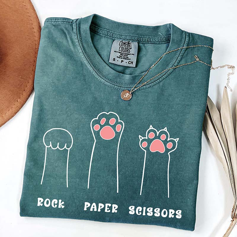 Funny Cat Paw Rock Paper Scissors T-Shirt