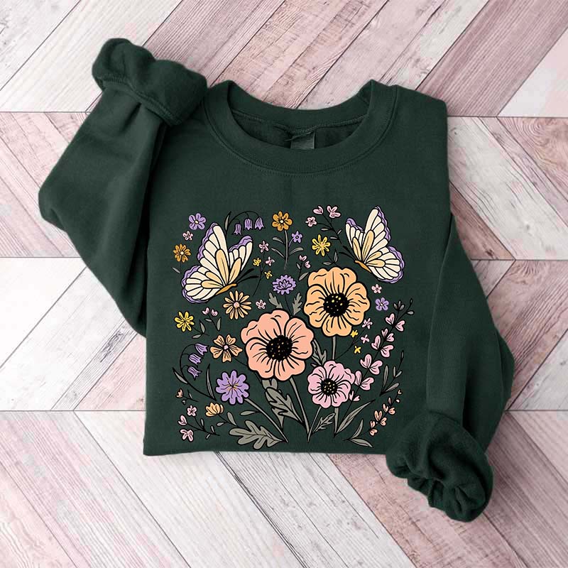 Vintage Floral Butterfly Sweatshirt