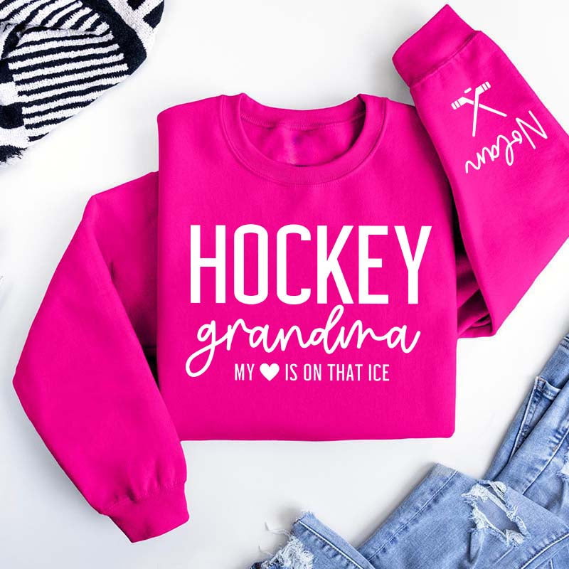 Custom Ice Hockey Grandma Sweatshirt