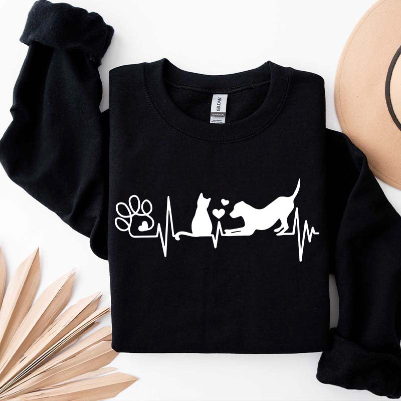 Dog And Cat Heartbeat Sweatshirt