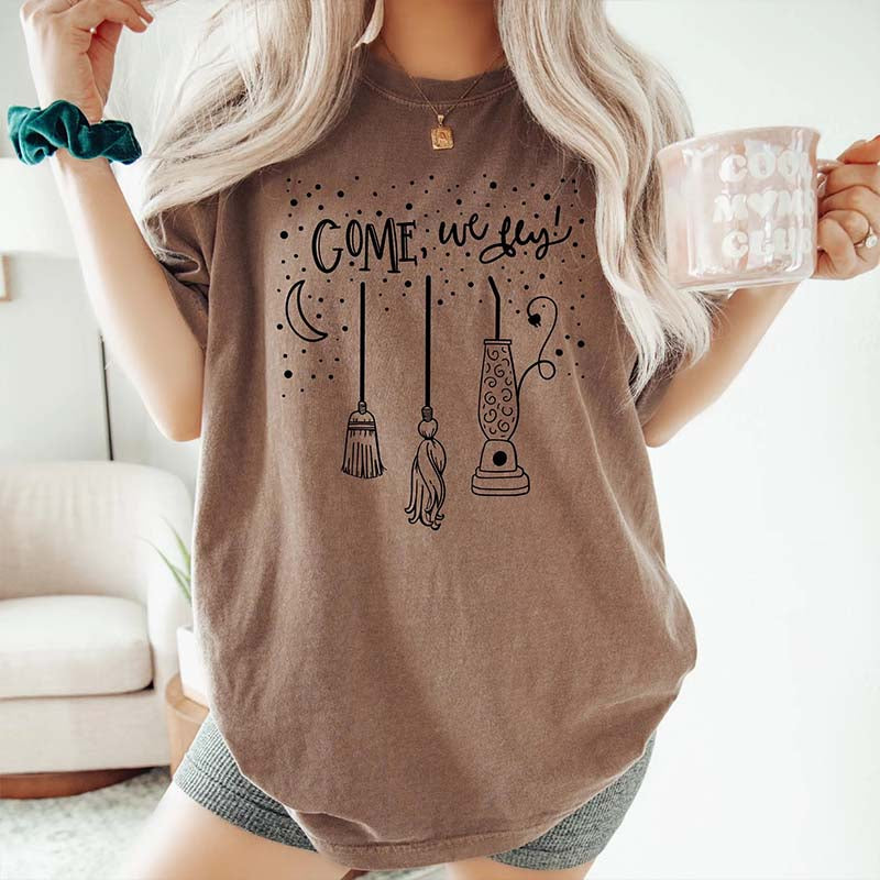 Come We Fly Witch Broom T-Shirt