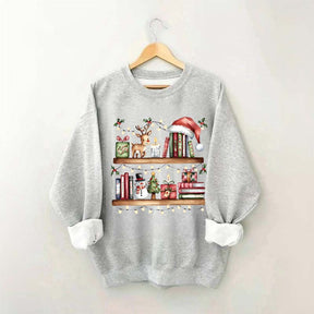 Christmas Bookshelf Book Lover Club Sweatshirt