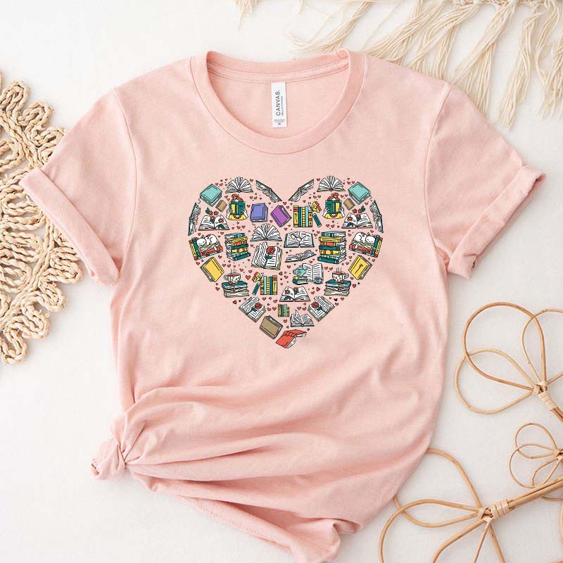 Teacher Librarian Heart of Books T-Shirt