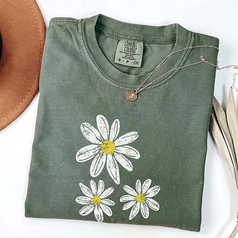 Boho Floral Comfort Colors Daisy T-Shirt
