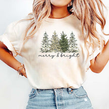 Cute Merry & Bright Christmas Tree T-Shirt