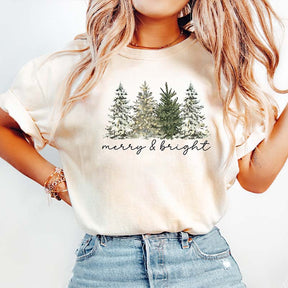 Cute Merry & Bright Christmas Tree T-Shirt