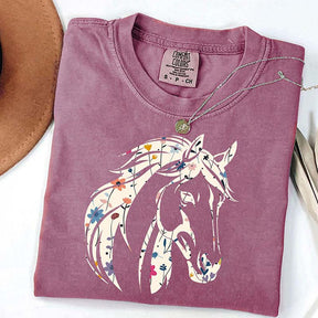 Comfort Colors Floral Horse Coastal Cowgirl T-Shirt