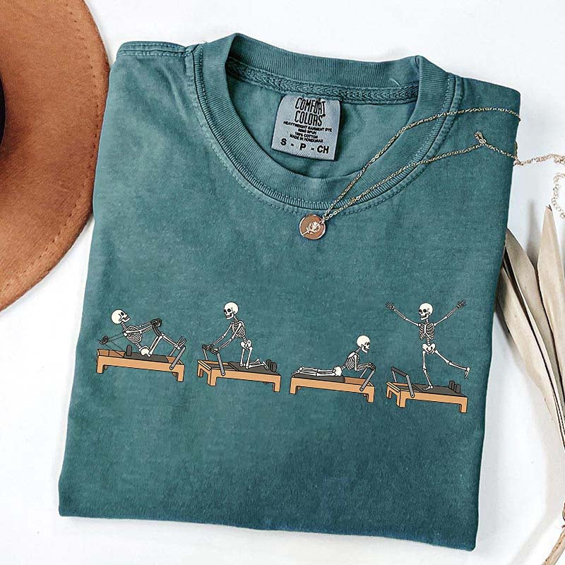 Halloween Pilates Skeleton Reformer Workout T-Shirt