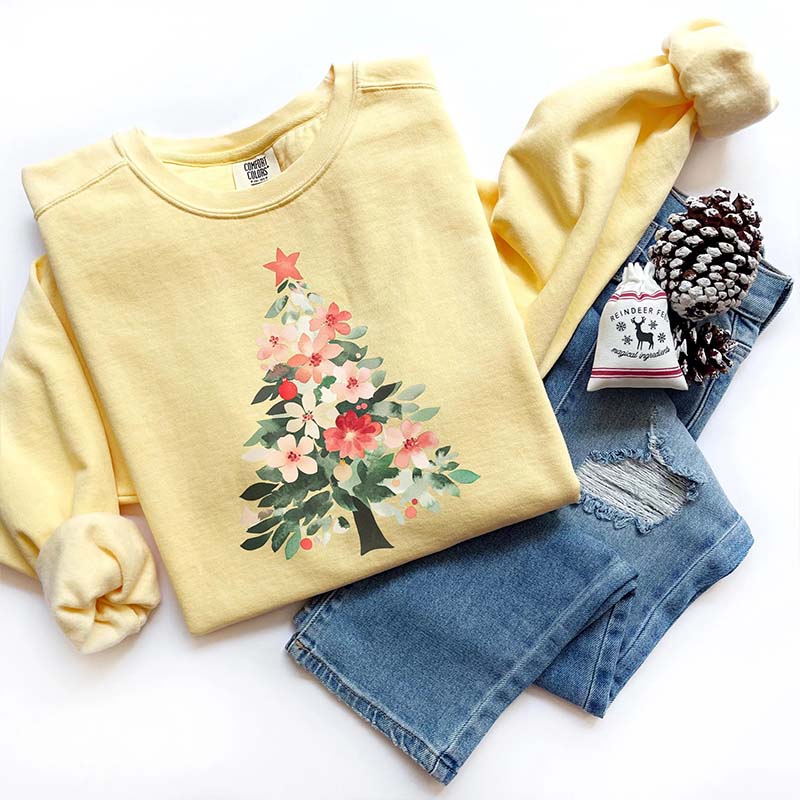Winter Floral Christmas Tree Sweatshirt