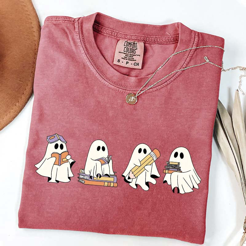 Cute Halloween Ghost Book T-Shirt
