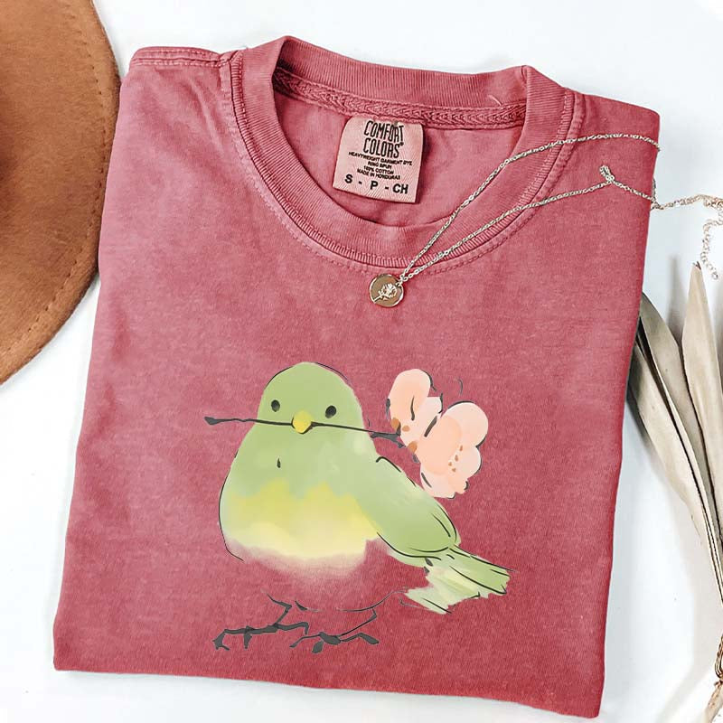 Cute Bird With Flower T-Shirt