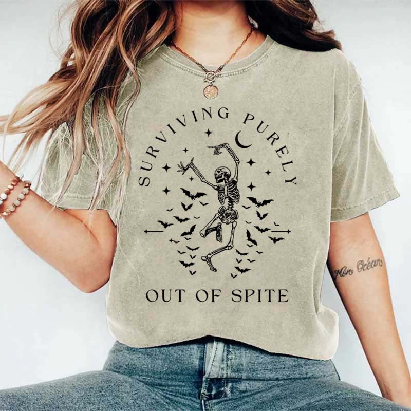 Surviving Purely Out Of Spite Skeleton Bat T-Shirt