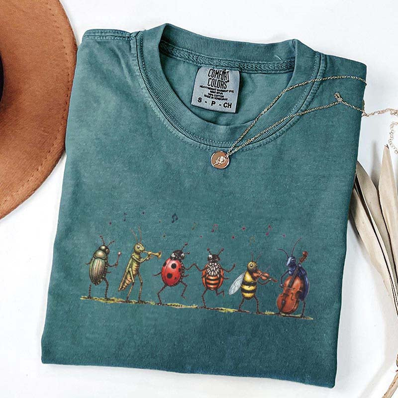 Vintage Insect Music Graphic T-Shirt