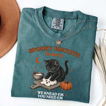 Kitty Biscuits Spooky Season Black Cat Halloween T-Shirt