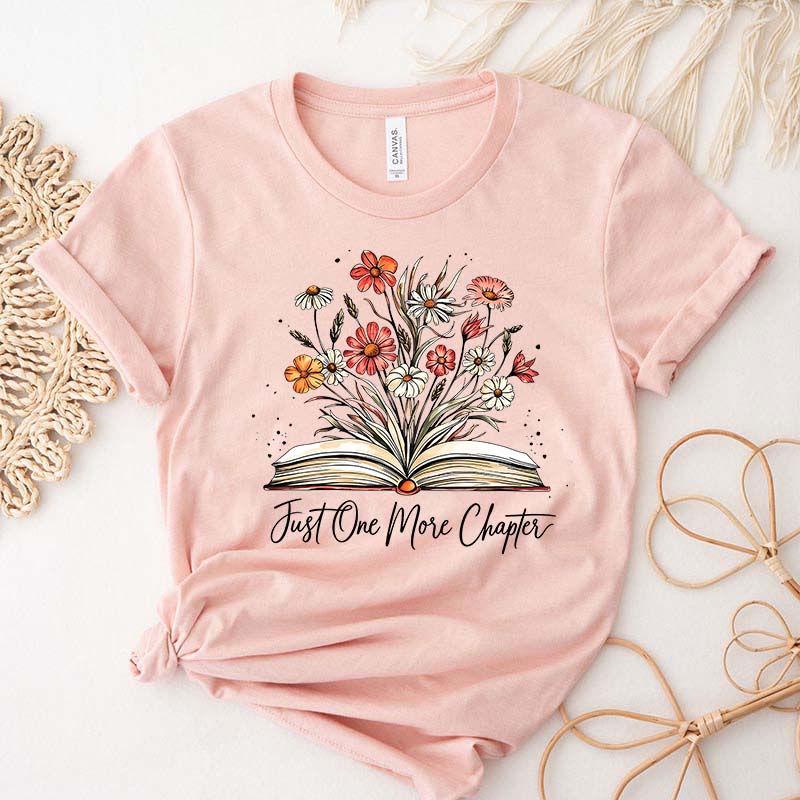 Floral Reading Just One More Chapter T-Shirt