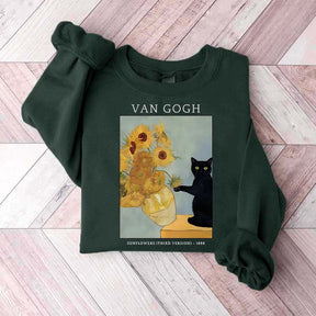 Van Gogh Black Cat Sweatshirt