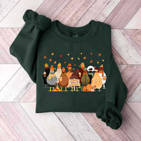 Humorous Fall Chickens Sweatshirt