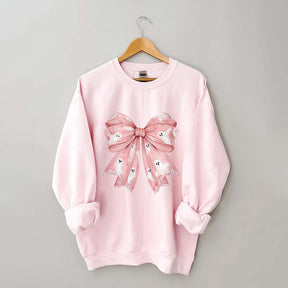 Pink Ghost Bow Coquette Halloween Sweatshirt