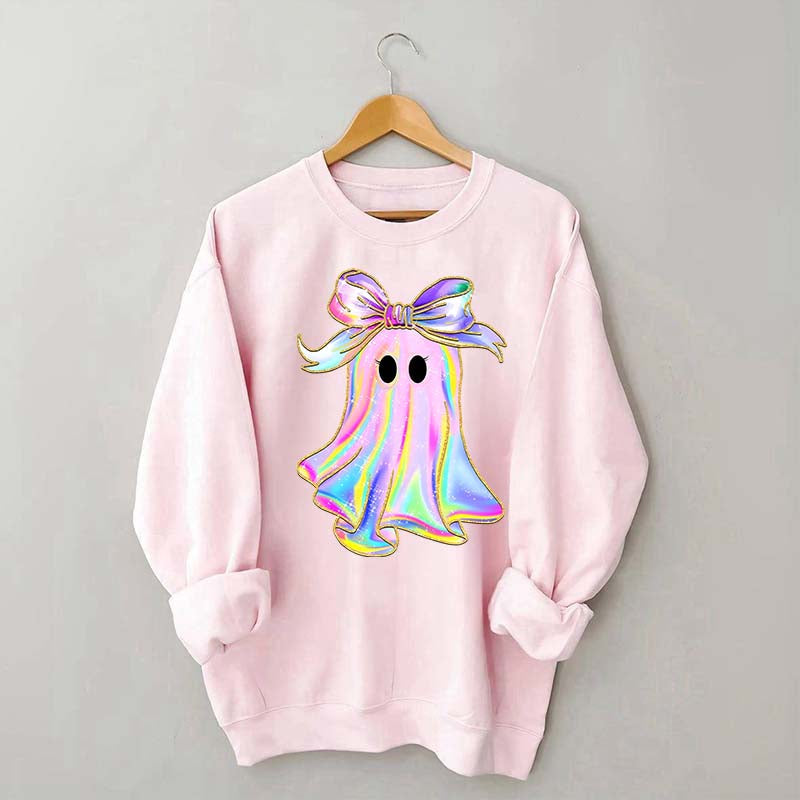 Sparkly Bow Rainbow Ghost Sweatshirt