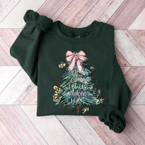 Oh Come Let Us Adore Him Jesus Holiday Christmas Sweatshirt