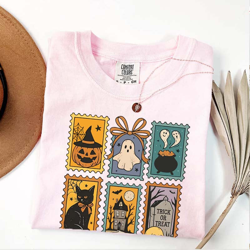 Halloween Cute Ghost Pumpkin Cat T-Shirt