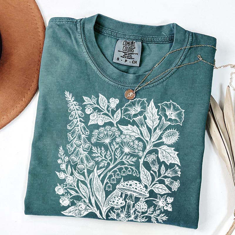 Retro Poisonous Plants Dark Academia Botanical T-Shirt