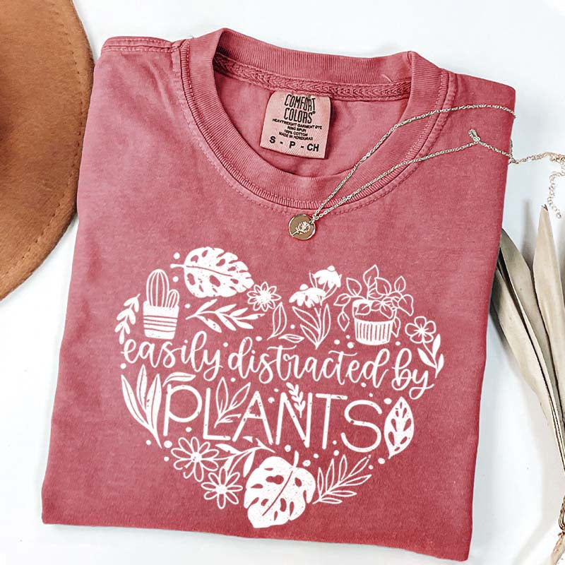 Cute Heart Easily Distracted By Plants T-Shirt
