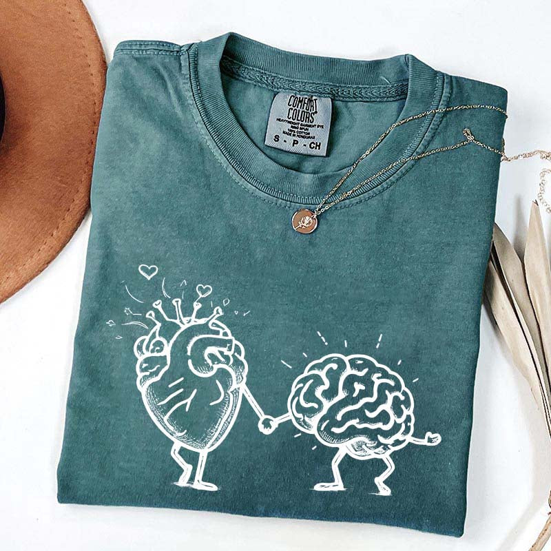 Mental Health Awareness Brain Heart T-Shirt