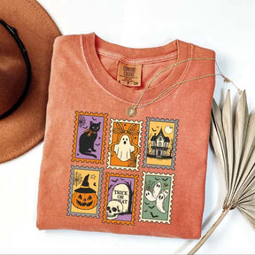 Cute Halloween Ghost Pumpkin Cat T-Shirt