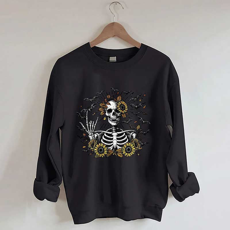 Spooky Skeleton Sunflowers Sweatshirt