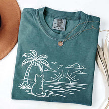 Cat Watching Sunset T-Shirt