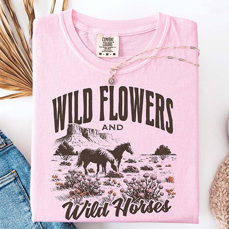 Women Vintage Wild Flowers T-Shirt