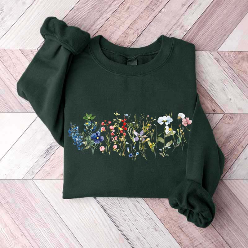 Cottagecore Spring Floral Graphic Sweatshirt