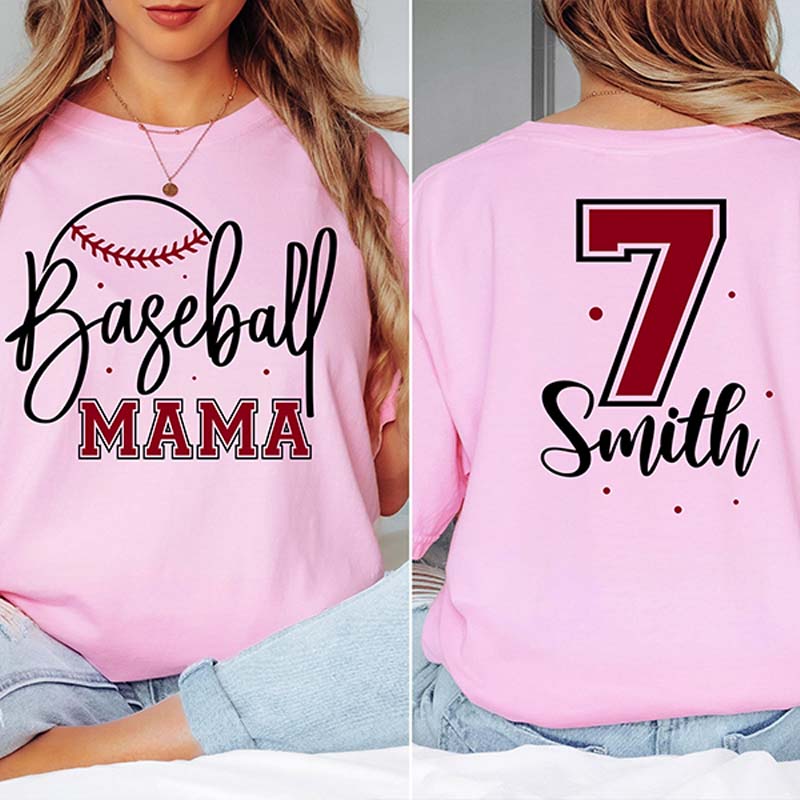 Personalized Comfort Colors Baseball Mama T-Shirt