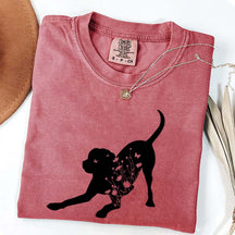 Black Lab Mom Labrador Dog Flowers T-Shirt