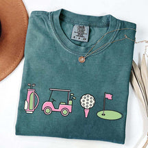 Pink Golf Cart Flag Lover T-Shirt