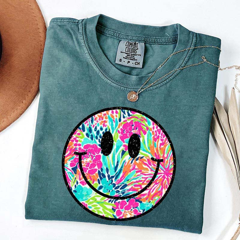 Comfort Colors Smiley Face Beach Vibes T-Shirt