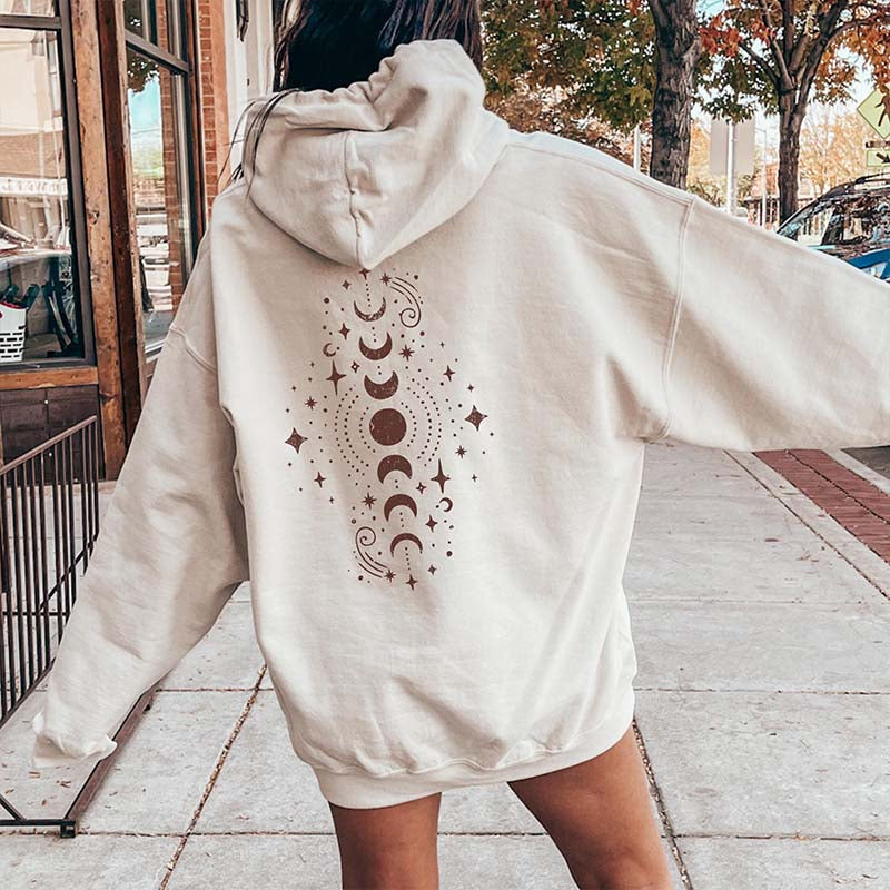 Vintage Celestial Vertical Moon Phase Hoodie