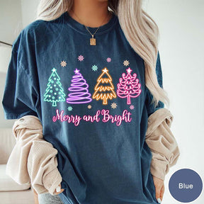 Merry and Bright Neon Christmas T-Shirt