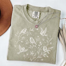 Boho Botanical Birds Sparrow T-Shirt