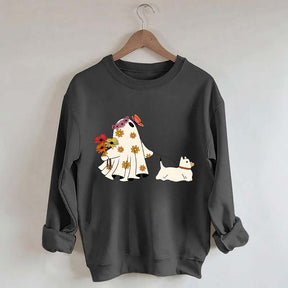 Cute Ghost Walking Dog Sweatshirt