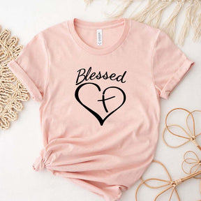 Blessed Heart Cross Graphic T-Shirt
