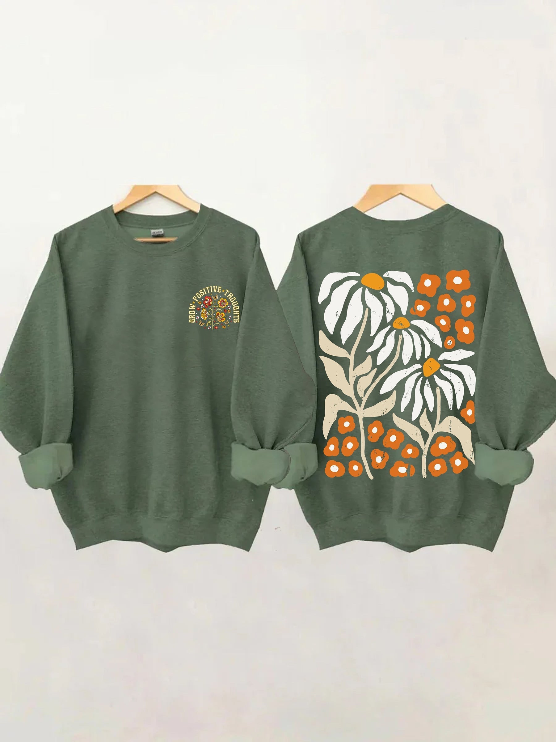 Grow Positive Thoughts Vintage Wildflowers Sweatshirt