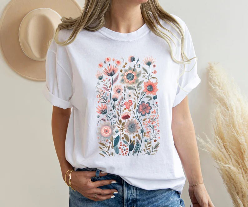 Spring Watercolor Wildflowers Aesthetic Wild Flower Shirt